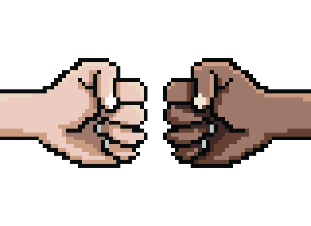 Two fists bumping into each other in a friendly manner